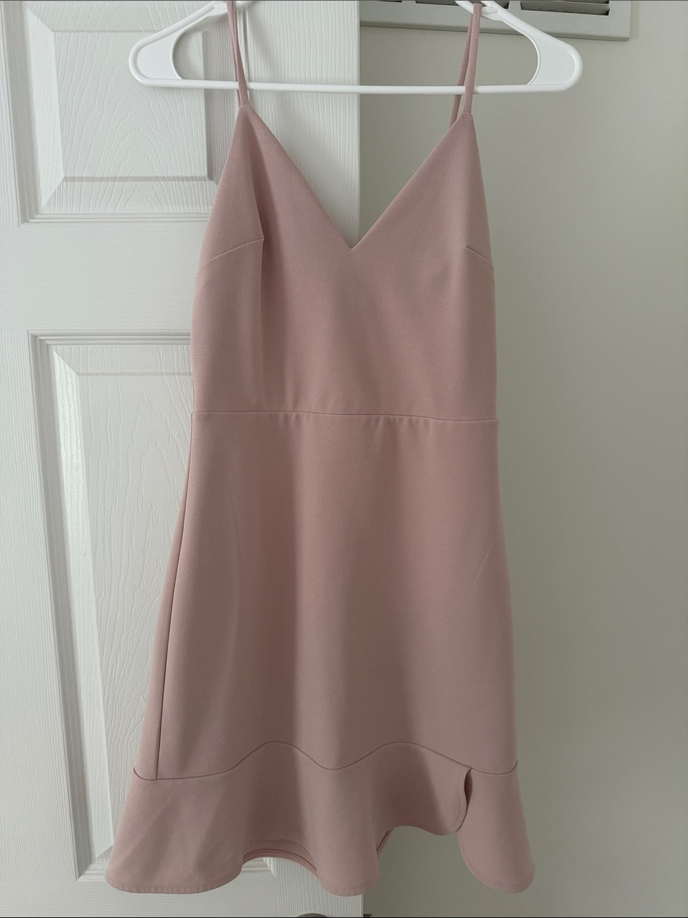 Express Blush Pink V-Neck Spaghetti Strap Mini Dress